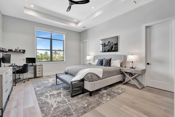 Bedroom, Home Office, Interior, Recessed Lighting, Wood Texture Flooring