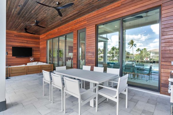 Dining room, Exterior, Interior, Water, Wooden Ceilings, Wooden Walls