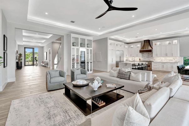 Interior, Kitchen, Living room, Recessed Lighting, Wood Texture Flooring