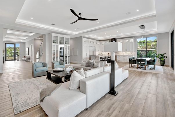 Dining room, Interior, Kitchen, Living room, Pendant Lights, Recessed Lighting, Stainless Steel Appliances, Wood Texture Flooring