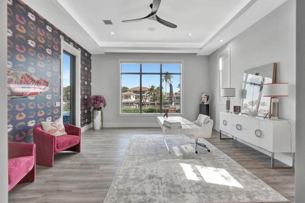 Home Office, Interior, Recessed Lighting, Wood Texture Flooring
