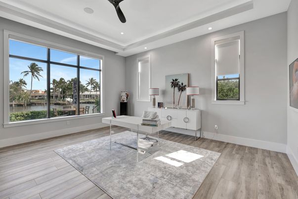 Home Office, Interior, Recessed Lighting, Wood Texture Flooring