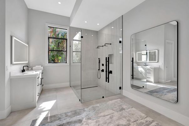 Bathroom, Glass Shower, Interior, Recessed Lighting