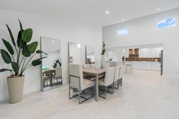 Dining room, Interior, Kitchen, Marble, Recessed Lighting