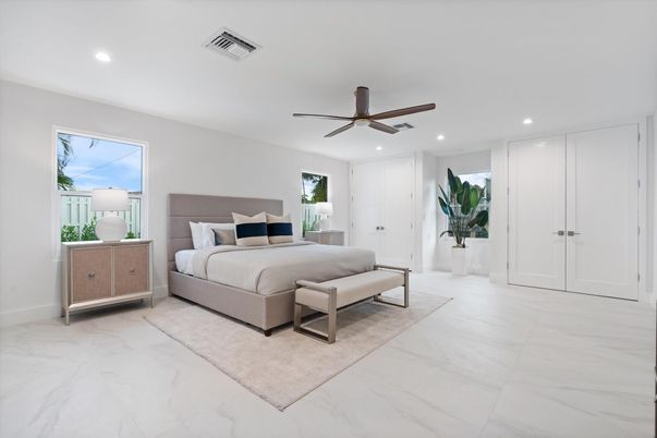 Bedroom, Interior, Marble, Recessed Lighting