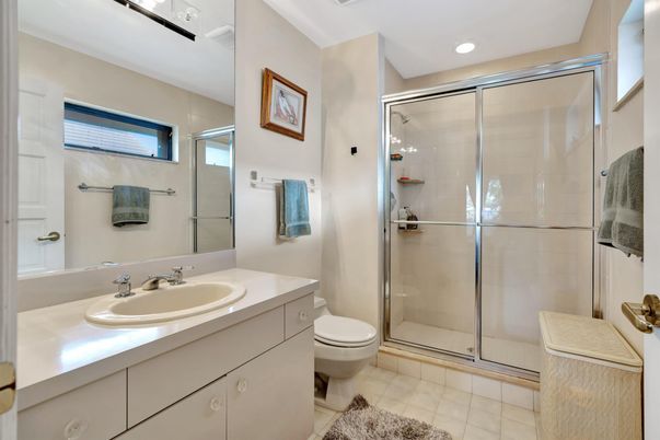 Bathroom, Glass Shower, Interior, Recessed Lighting