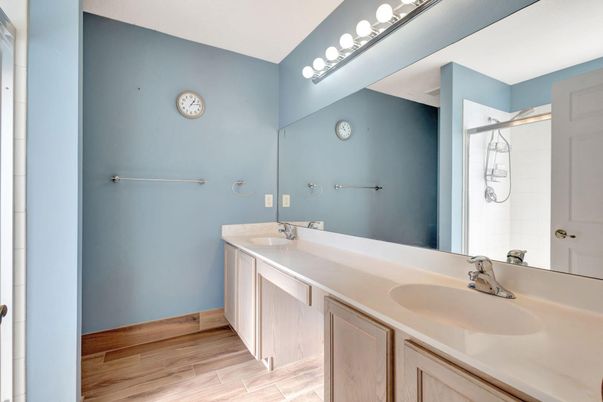 Bathroom, Dual Sink Vanities, Interior, Wood Texture Flooring