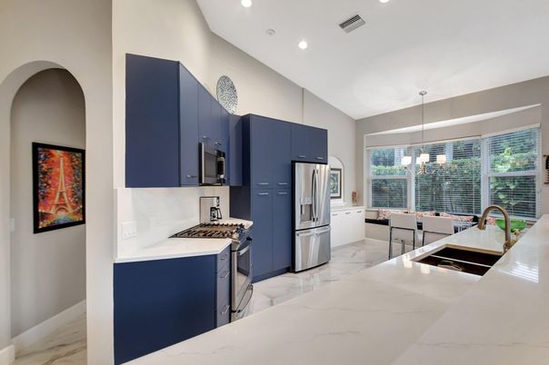 Interior, Kitchen, Marble, Pendant Lights, Recessed Lighting