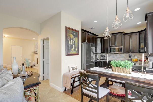 Dining room, Interior, Kitchen, Pendant Lights, Recessed Lighting, Stainless Steel Appliances
