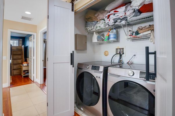 Interior, Recessed Lighting, Utility Closets, Washer, Wood Texture Flooring