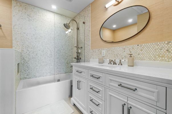 Bathroom, Glass Shower, Interior, Recessed Lighting
