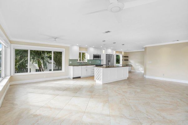 Empty room, Interior, Kitchen, Pendant Lights, Recessed Lighting