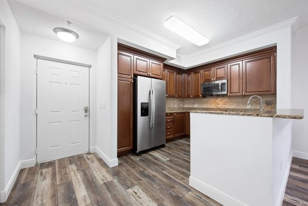 Interior, Kitchen, Stainless Steel Appliances, Wood Texture Flooring