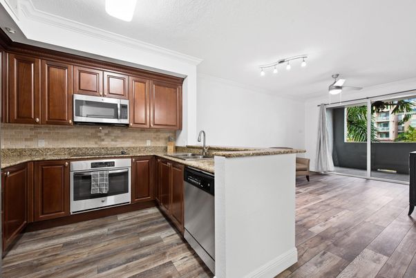 Interior, Kitchen, Stainless Steel Appliances, Wood Texture Flooring