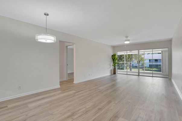 Empty room, Interior, Pendant Lights, Wood Texture Flooring