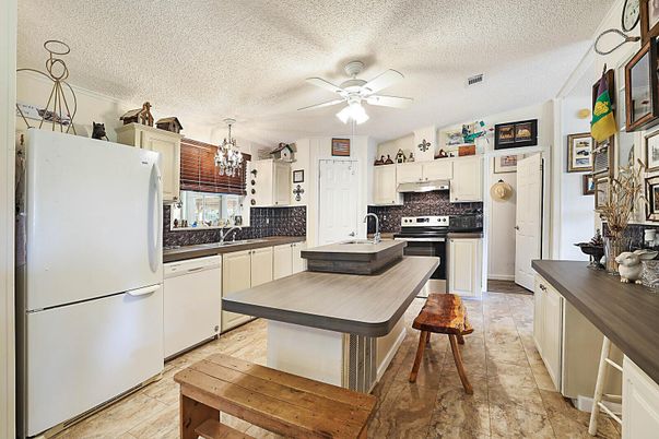 Chandelier, Interior, Kitchen, Stainless Steel Appliances