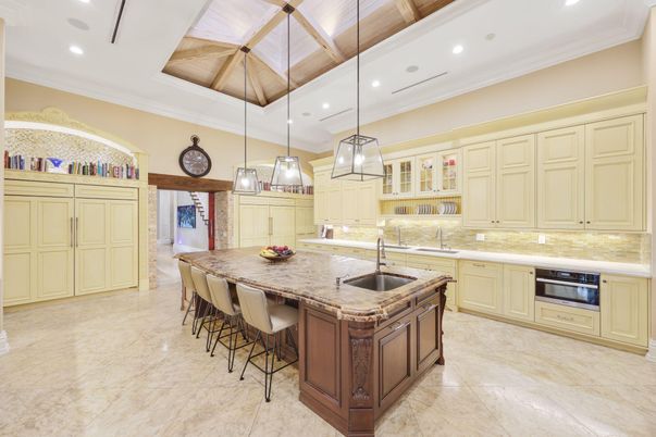 Interior, Kitchen, Pendant Lights, Recessed Lighting, Stainless Steel Appliances, Wooden Ceilings