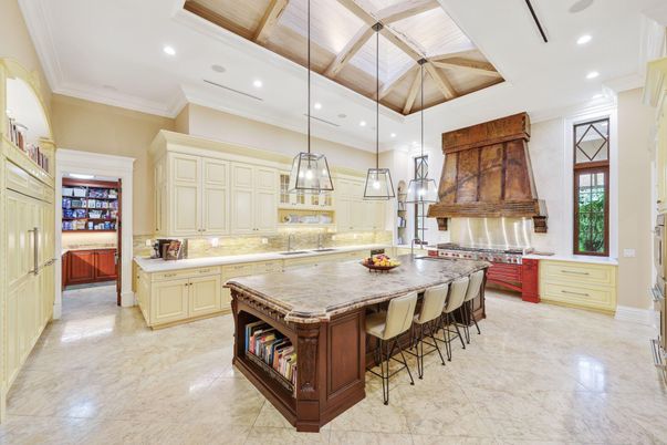 Interior, Kitchen, Pendant Lights, Recessed Lighting, Stainless Steel Appliances, Wooden Ceilings