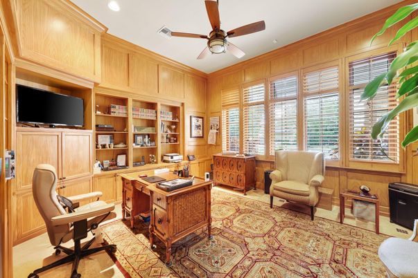 Home Office, Interior, Recessed Lighting, Wooden Walls