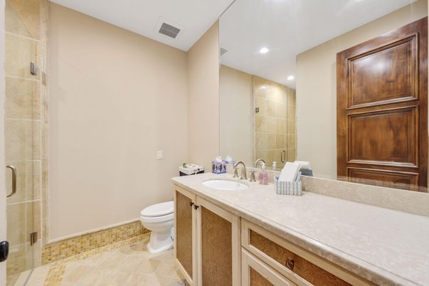 Bathroom, Glass Shower, Interior, Recessed Lighting