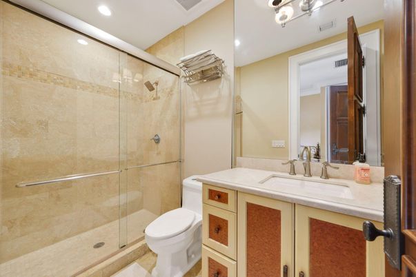 Bathroom, Glass Shower, Interior, Recessed Lighting