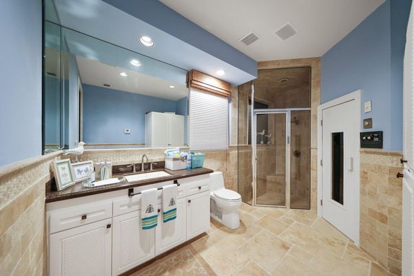 Bathroom, Glass Shower, Interior, Recessed Lighting