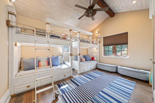 Bedroom, Interior, Recessed Lighting, Wooden Ceilings, Wood Texture Flooring