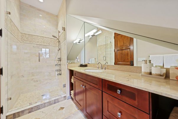 Bathroom, Dual Sink Vanities, Glass Shower, Interior, Recessed Lighting