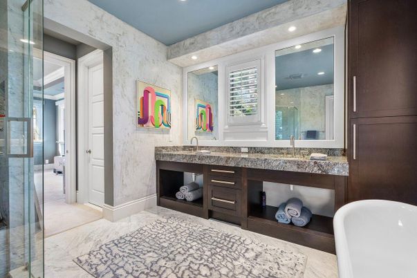 Bathroom, Dual Sink Vanities, Free Standing Baths, Glass Shower, Interior, Recessed Lighting