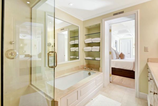 Bathroom, Glass Shower, Interior, Recessed Lighting