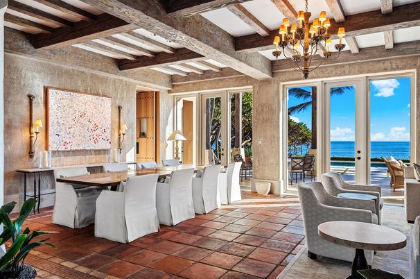 Chandelier, Dining room, Interior, Water, Wooden Beams