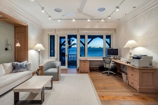 Home Office, Interior, Recessed Lighting, Water, Wood Texture Flooring