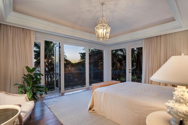 Bedroom, Interior, Pendant Lights, Wood Texture Flooring