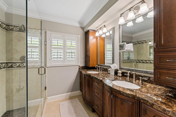 Bathroom, Dual Sink Vanities, Glass Shower, Interior