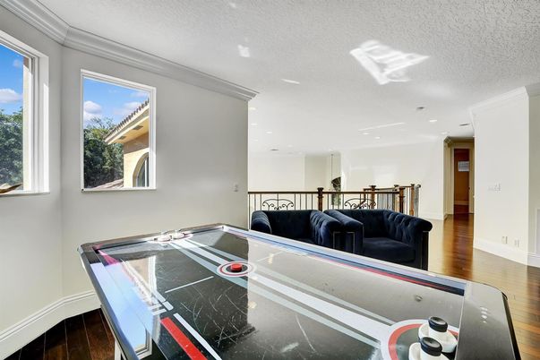 Game Room, Interior, Recessed Lighting, Wood Texture Flooring