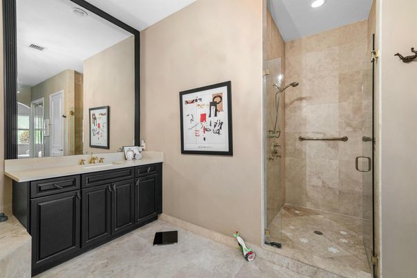 Bathroom, Glass Shower, Interior, Recessed Lighting