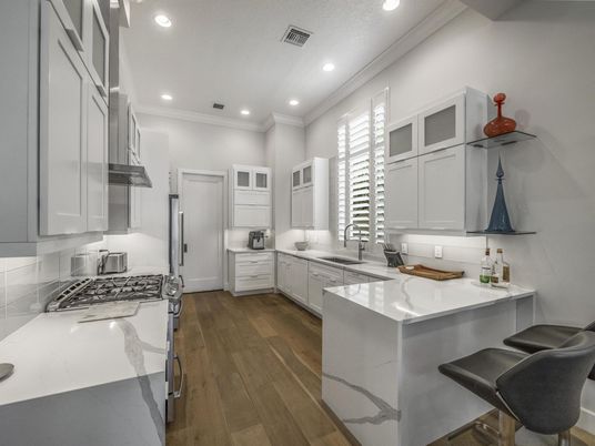 Interior, Kitchen, Recessed Lighting, Wood Texture Flooring