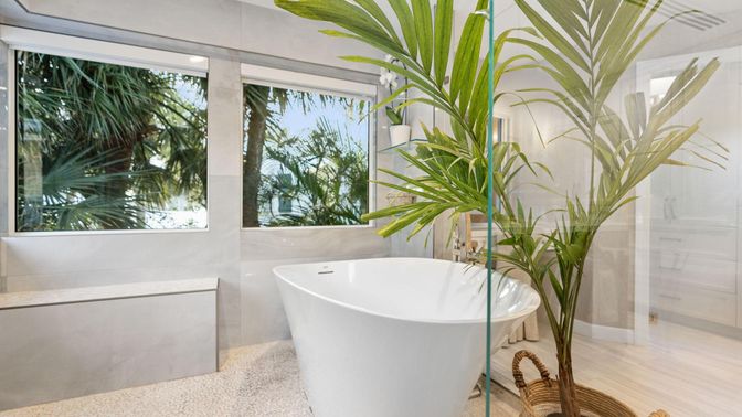 Bathroom, Free Standing Baths, Interior, Recessed Lighting