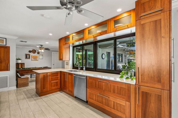 Billiard Table, Interior, Kitchen, Recessed Lighting, Wood Texture Flooring