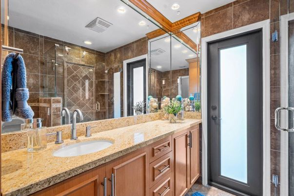 Bathroom, Dual Sink Vanities, Glass Shower, Interior, Recessed Lighting