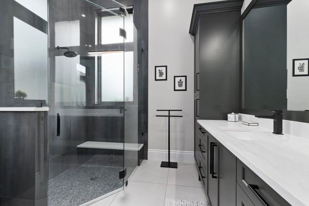 Bathroom, Dual Sink Vanities, Glass Shower, Interior