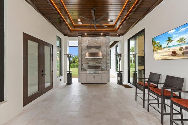Interior, Recessed Lighting, Stone Walls, Wooden Ceilings