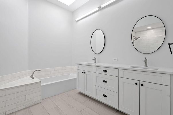 Bathroom, Dual Sink Vanities, Interior, Wood Texture Flooring