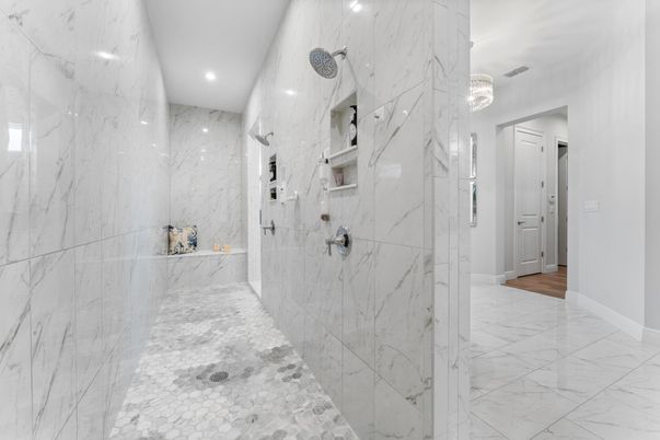 Bathroom, Interior, Marble, Marble Walls, Recessed Lighting