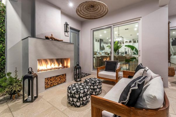 Fireplace, Interior, Living room, Recessed Lighting