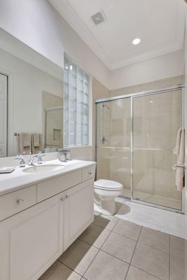 Bathroom, Dual Sink Vanities, Glass Shower, Interior, Recessed Lighting