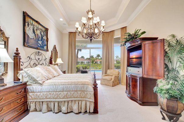 Bedroom, Chandelier, Interior, Recessed Lighting