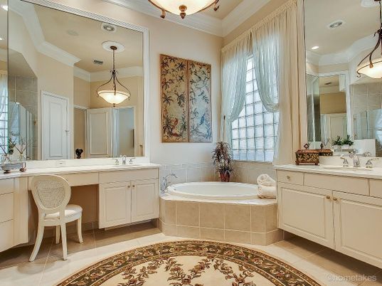 Bathroom, Dual Sink Vanities, Interior, Pendant Lights, Recessed Lighting