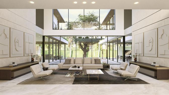 Interior, Living room, Recessed Lighting