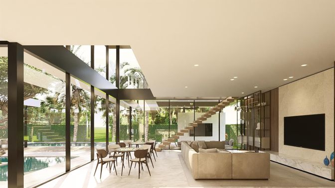 Dining room, Interior, Living room, Recessed Lighting